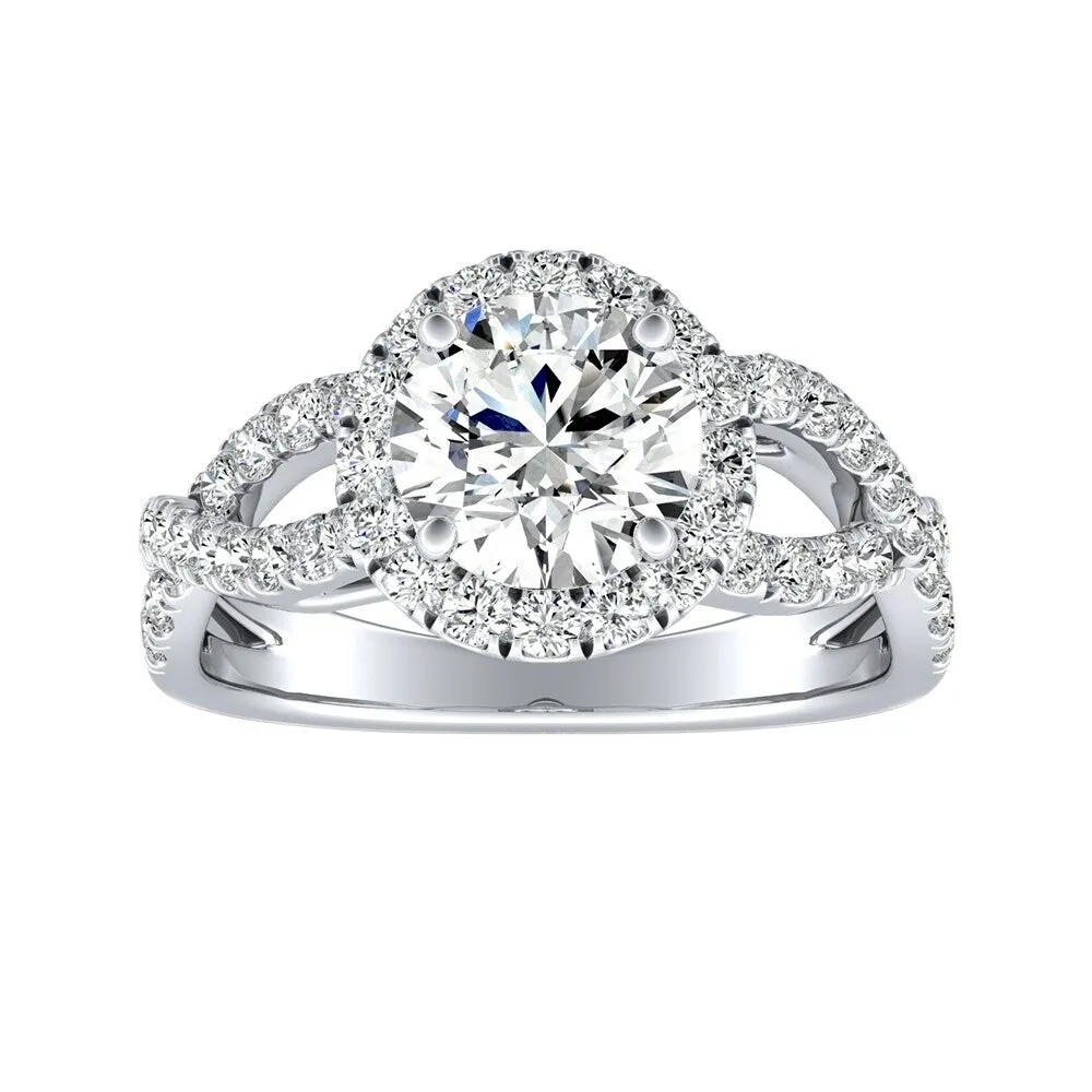 Auriya 14k Gold Round 2 1/2ct Moissanite and 5/8ct TDW Halo Diamond Infinity Engagement Ring sold by Zulily product image thumbnail 2