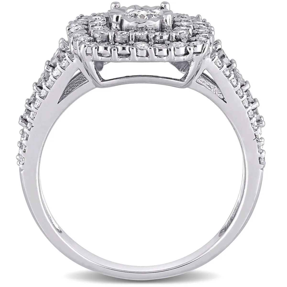 Halo Multi-Row 1/2ct TDW Diamond Engagement Ring in 10k White Gold by Miadora sold by Zulily product image thumbnail 4