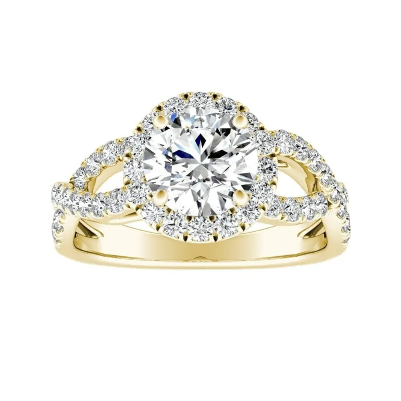 Auriya 14k Gold Round 2 1/2ct Moissanite and 5/8ct TDW Halo Diamond Infinity Engagement Ring sold by Zulily