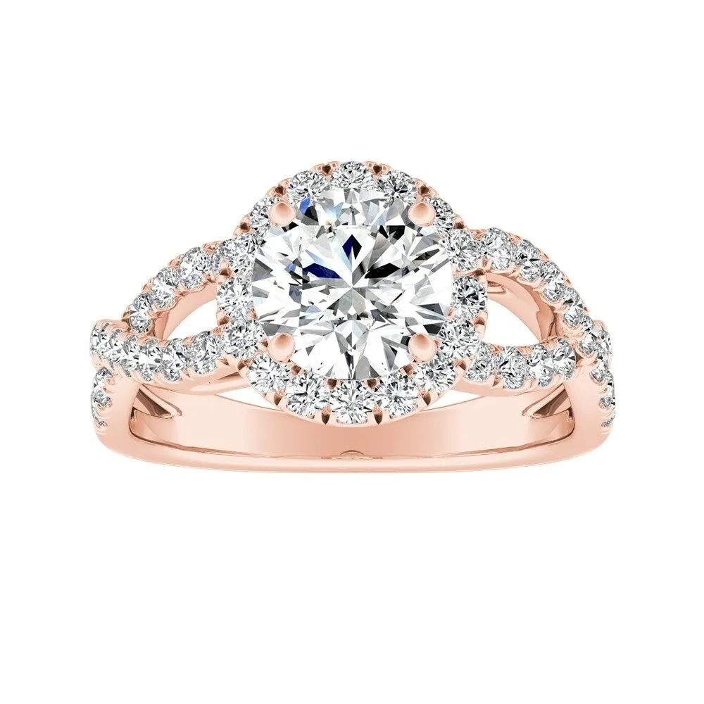 Auriya 14k Gold Round 2 1/2ct Moissanite and 5/8ct TDW Halo Diamond Infinity Engagement Ring sold by Zulily product image thumbnail 3