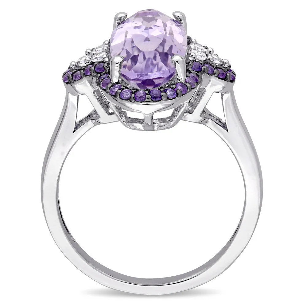 Miadora Signature Collection 14k White Gold Rose de France African Amethyst and 1/8ct TDW Diamond Ri - Purple sold by Zulily product image thumbnail 3