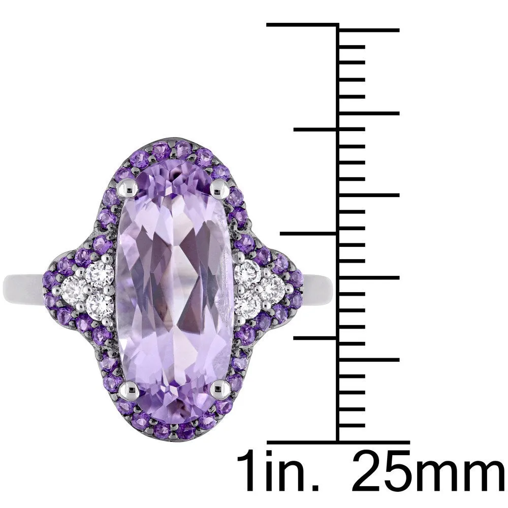 Miadora Signature Collection 14k White Gold Rose de France African Amethyst and 1/8ct TDW Diamond Ri - Purple sold by Zulily product image thumbnail 5