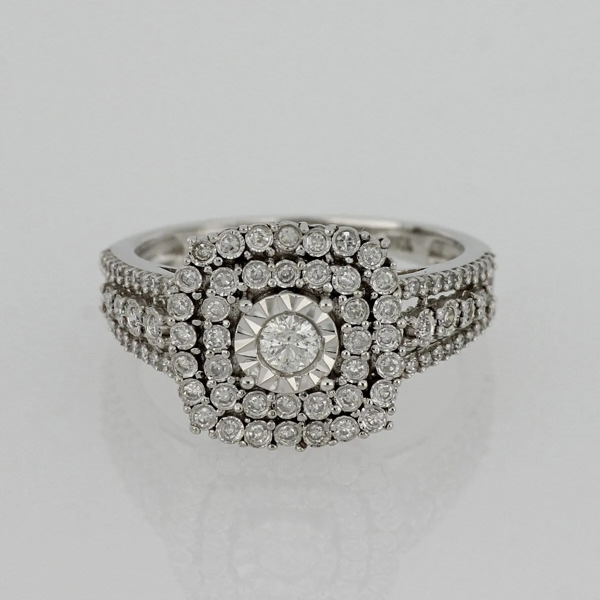 Halo Multi-Row 1/2ct TDW Diamond Engagement Ring in 10k White Gold by Miadora sold by Zulily