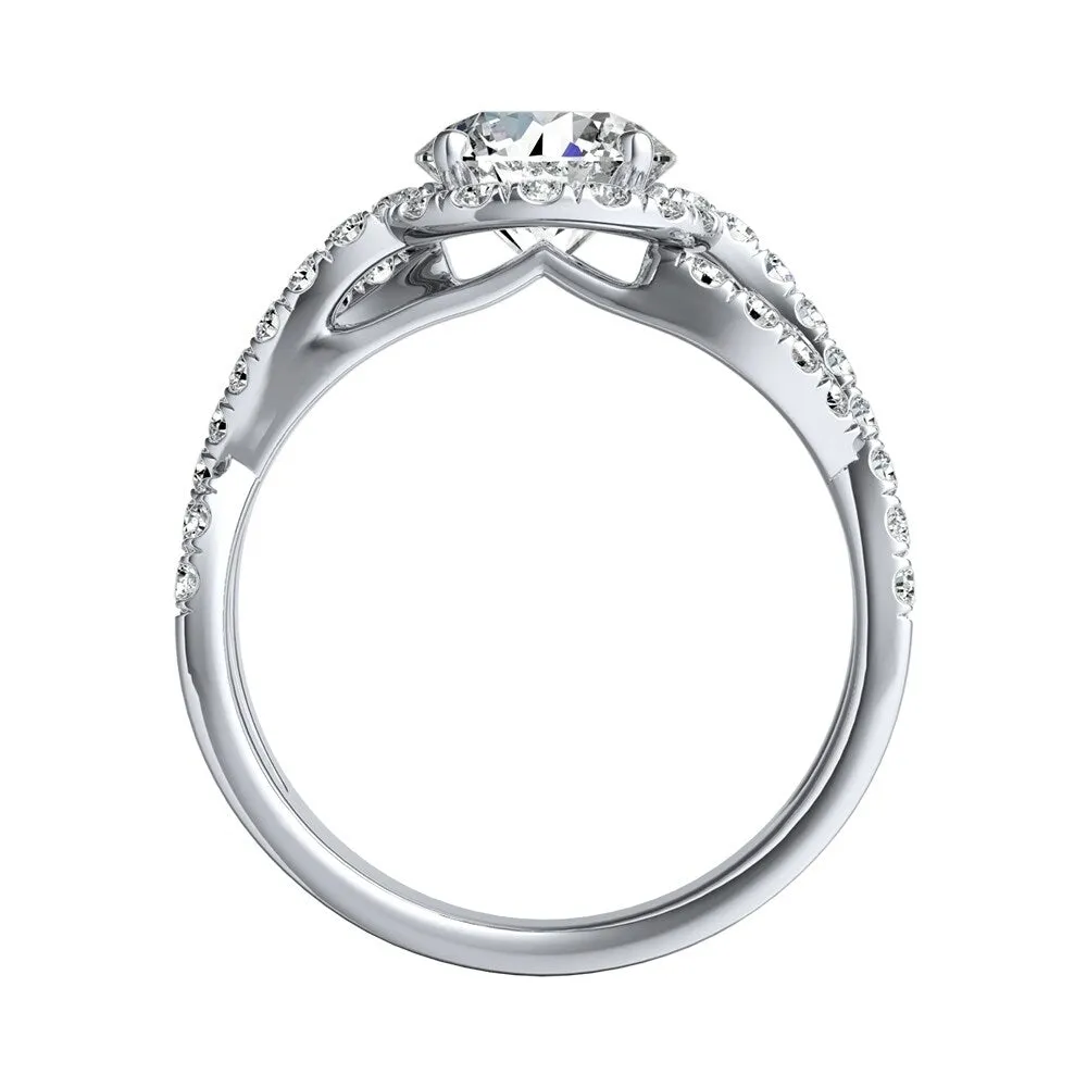 Auriya 14k Gold Round 2 1/2ct Moissanite and 5/8ct TDW Halo Diamond Infinity Engagement Ring sold by Zulily product image thumbnail 4