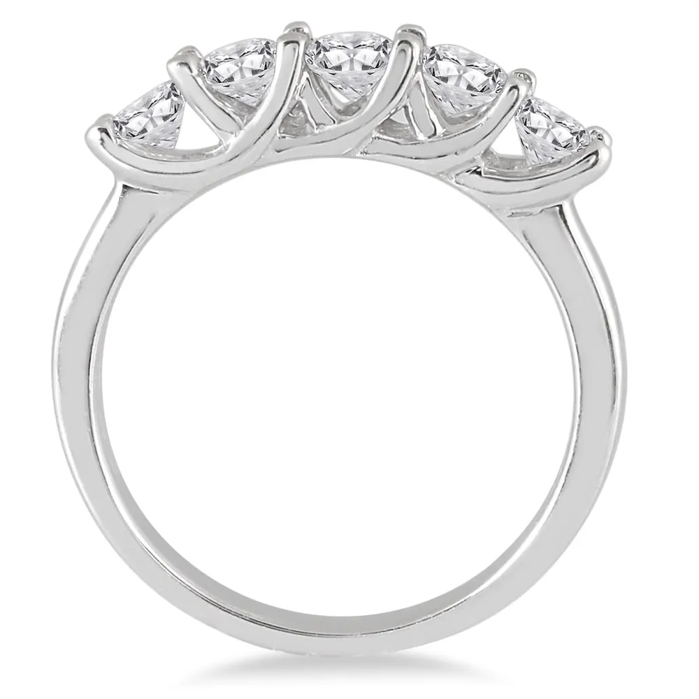 1 Carat TW Five Stone Diamond Wedding Band in 10K White Gold sold by Zulily product image thumbnail 2
