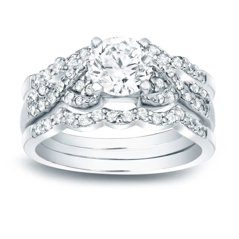 Auriya 1 1/6ctw Braided Round Diamond Engagement Ring 3pc Set 14k Gold sold by Zulily