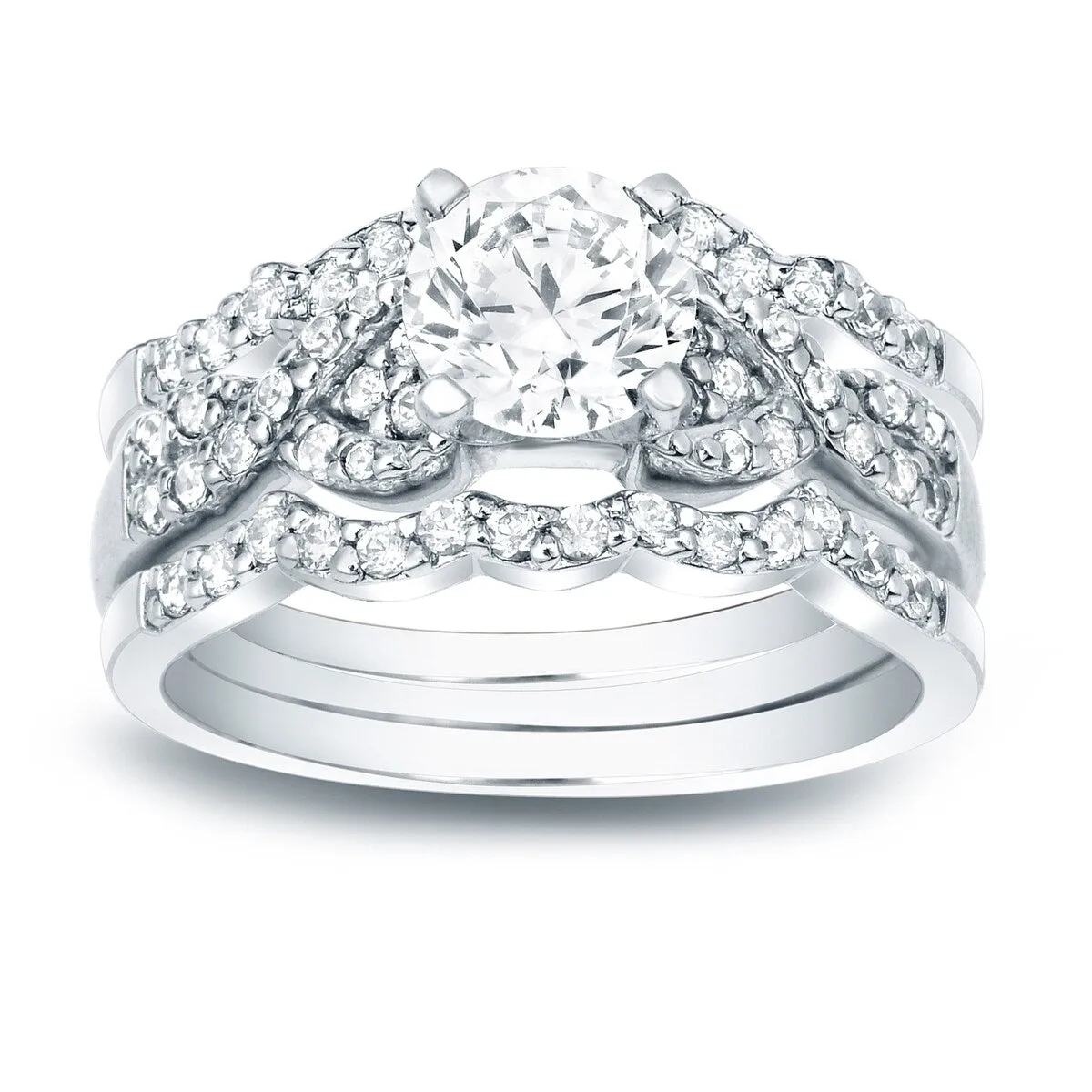 Auriya 1 1/6ctw Braided Round Diamond Engagement Ring 3pc Set 14k Gold sold by Zulily