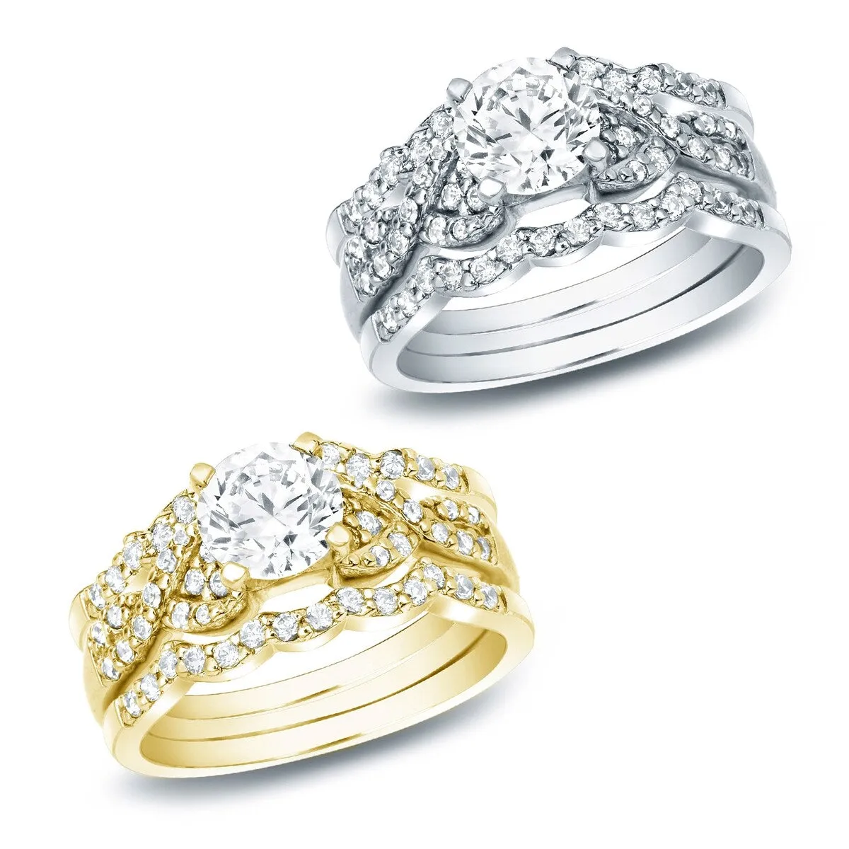 Auriya 1 1/6ctw Braided Round Diamond Engagement Ring 3pc Set 14k Gold sold by Zulily product image thumbnail 5