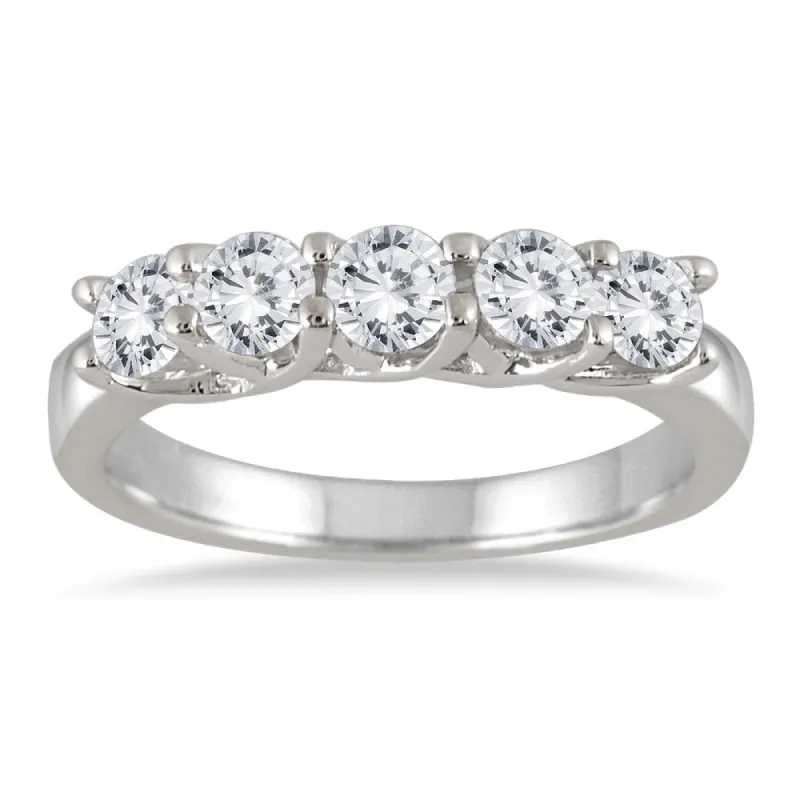 1 Carat TW Five Stone Diamond Wedding Band in 10K White Gold sold by Zulily