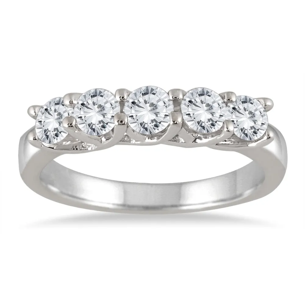 1 Carat TW Five Stone Diamond Wedding Band in 10K White Gold sold by Zulily