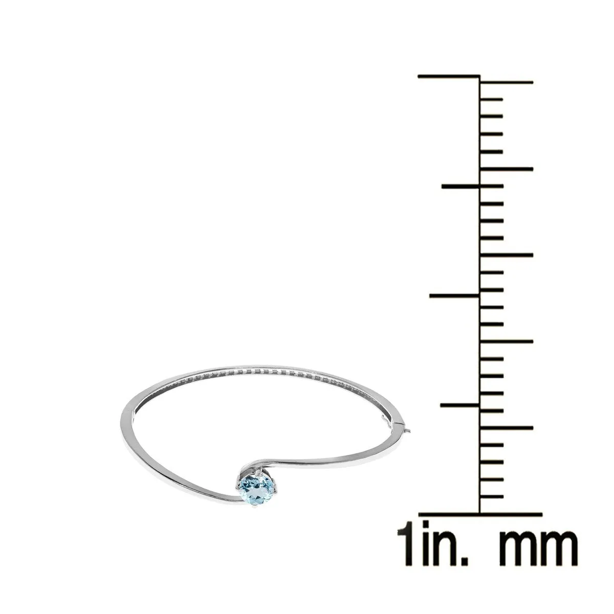 Sterling Silver with Aquamarine Solitaire Bangle Bracelet- 6.5'' sold by Zulily product image thumbnail 3