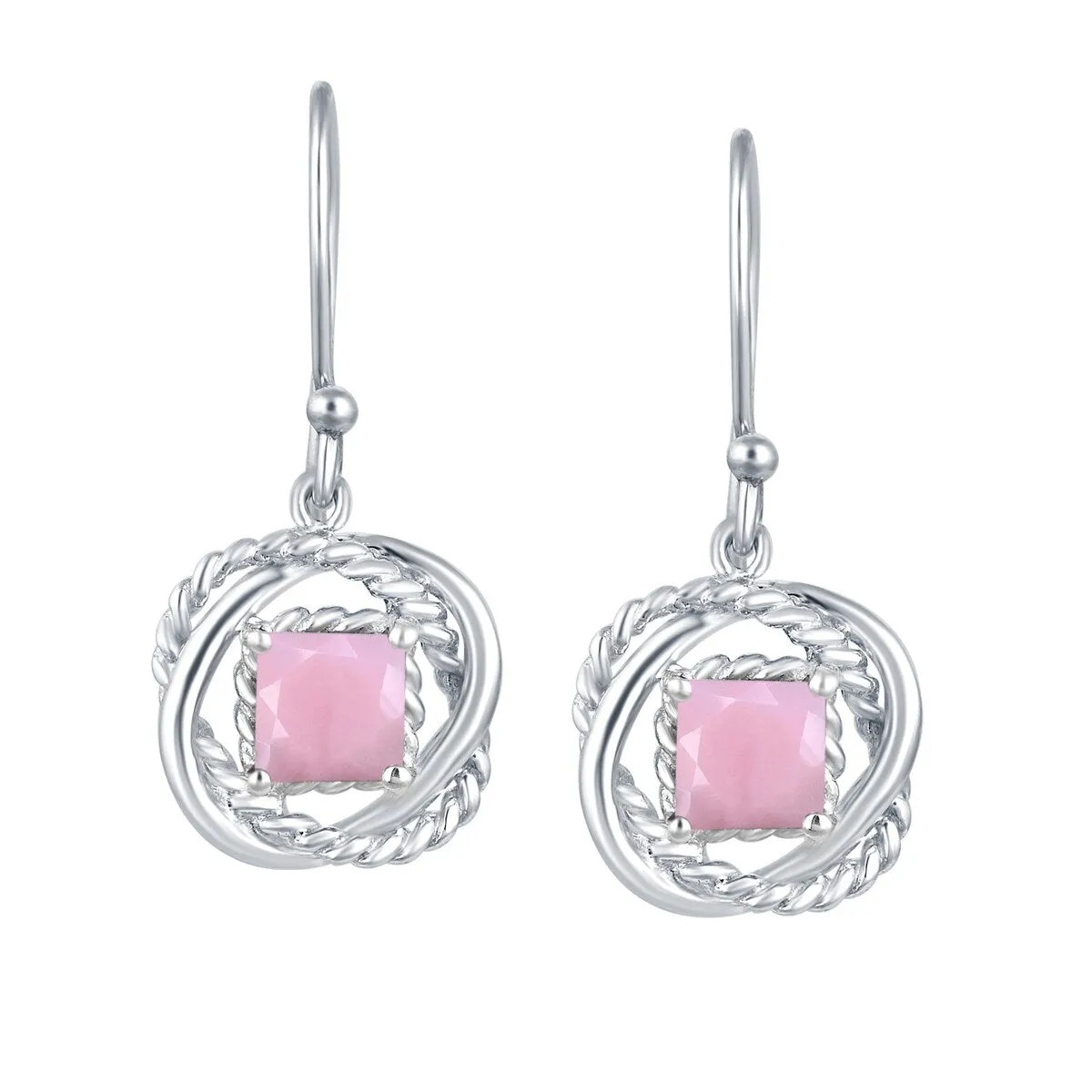Sterling Silver with Natural Pink Opal Twisted Wire Earring sold by Zulily product image thumbnail 2