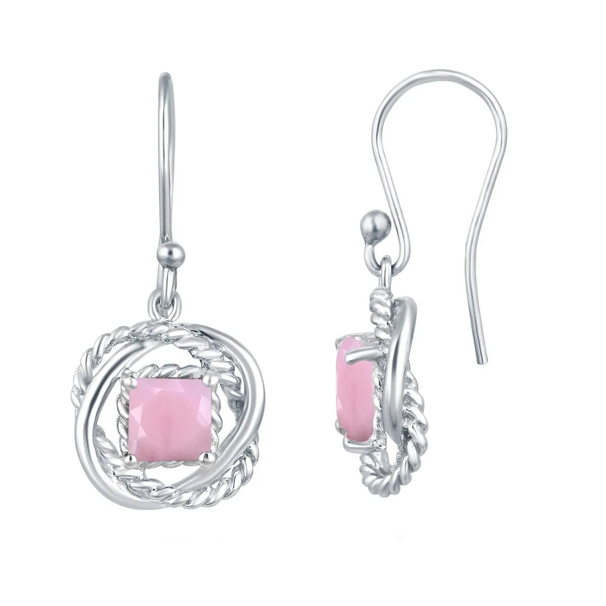 Sterling Silver with Natural Pink Opal Twisted Wire Earring sold by Zulily