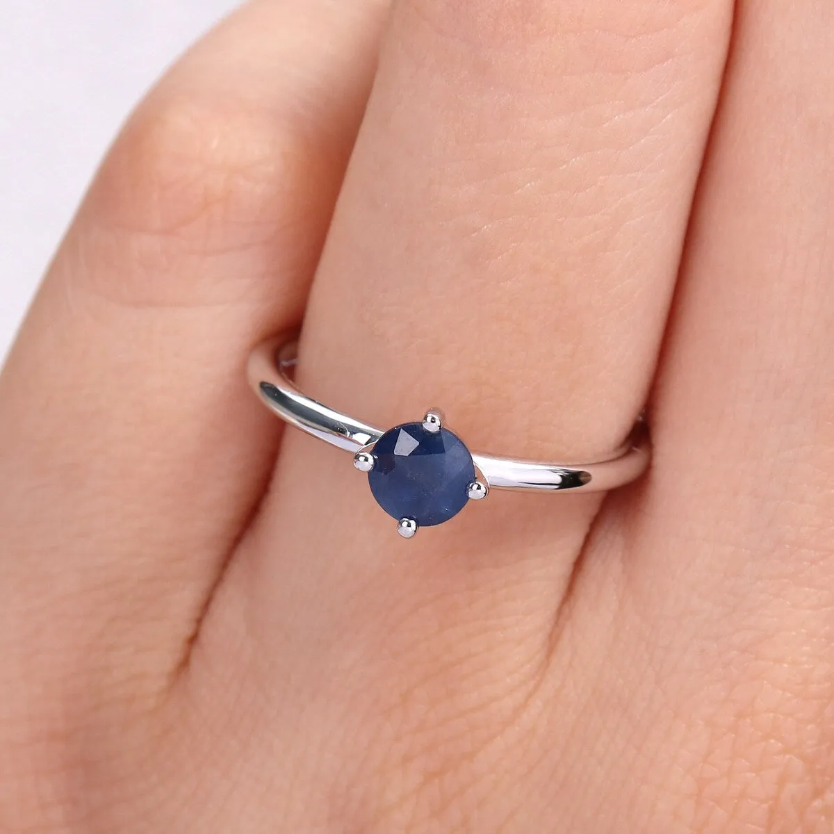 Miadora 10k White Gold Sapphire Solitaire Stackable Ring sold by Zulily product image thumbnail 4