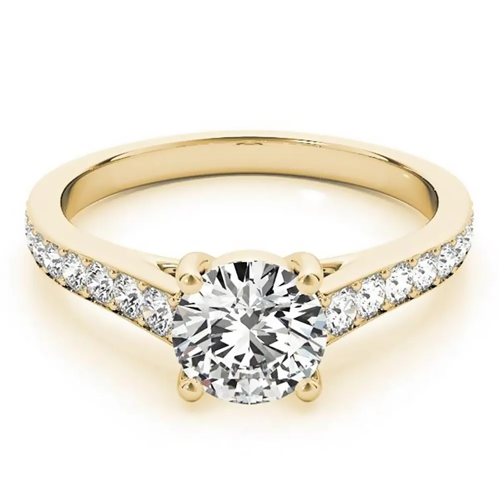Auriya 14k Gold Round 3ct Moissanite and 1/3ctw Diamond Engagement Ring sold by Zulily product image thumbnail 2