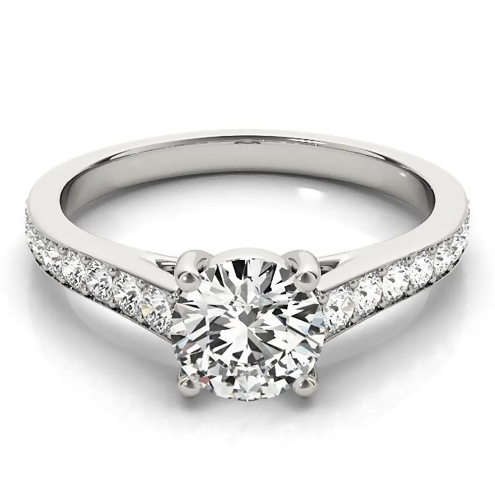Auriya 14k Gold Round 3ct Moissanite and 1/3ctw Diamond Engagement Ring sold by Zulily