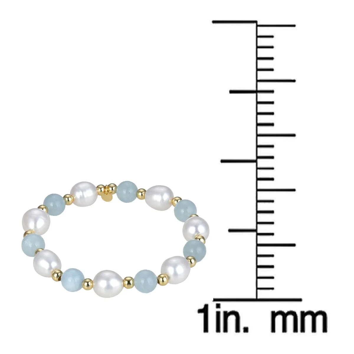 Gold Over Sterling Silver Aquamarine, Pearl & Beads Stretch Bracelet sold by Zulily product image thumbnail 4