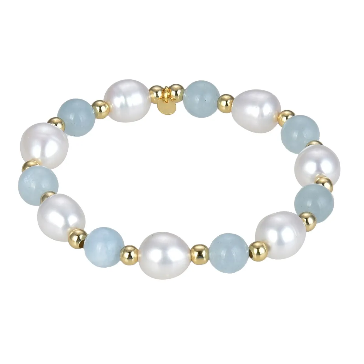Gold Over Sterling Silver Aquamarine, Pearl & Beads Stretch Bracelet sold by Zulily product image thumbnail 2