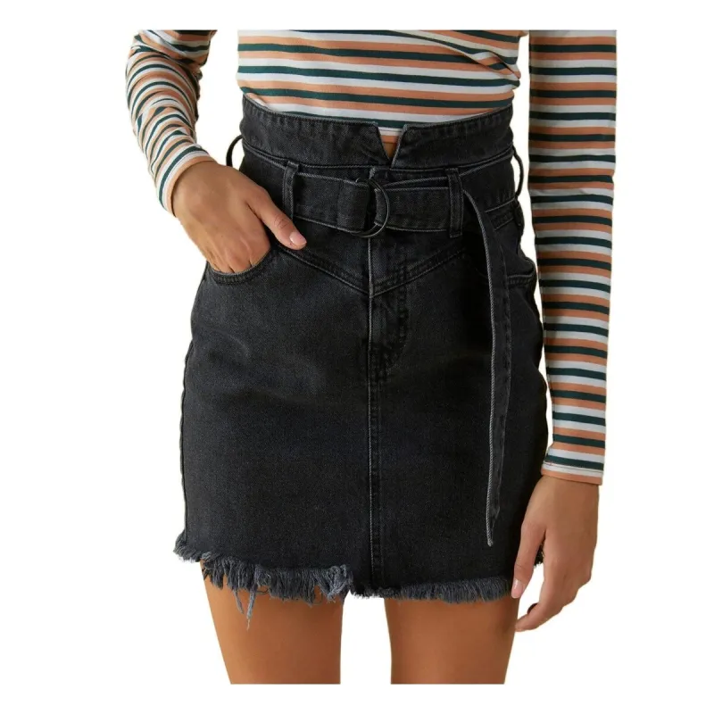 Guess Women's Denim Frayed Hem Denim Skirt Black Size Small sold by Zulily