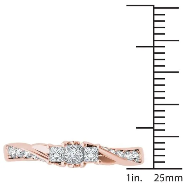 De Couer 10k Rose Gold 1/2ct TDW Diamond Three-Stone Anniversary Ring sold by Zulily product image thumbnail 4