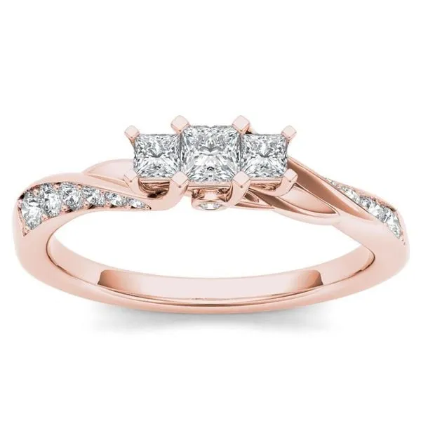 De Couer 10k Rose Gold 1/2ct TDW Diamond Three-Stone Anniversary Ring sold by Zulily