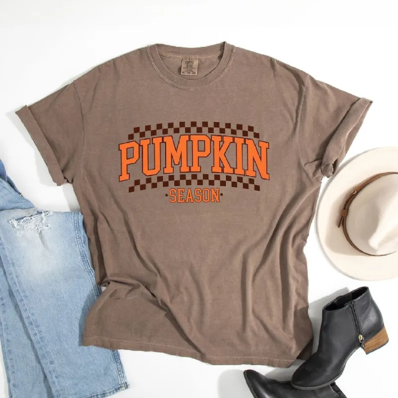 Checkered Arched Pumpkin Season Garment Dyed Tee sold by Zulily