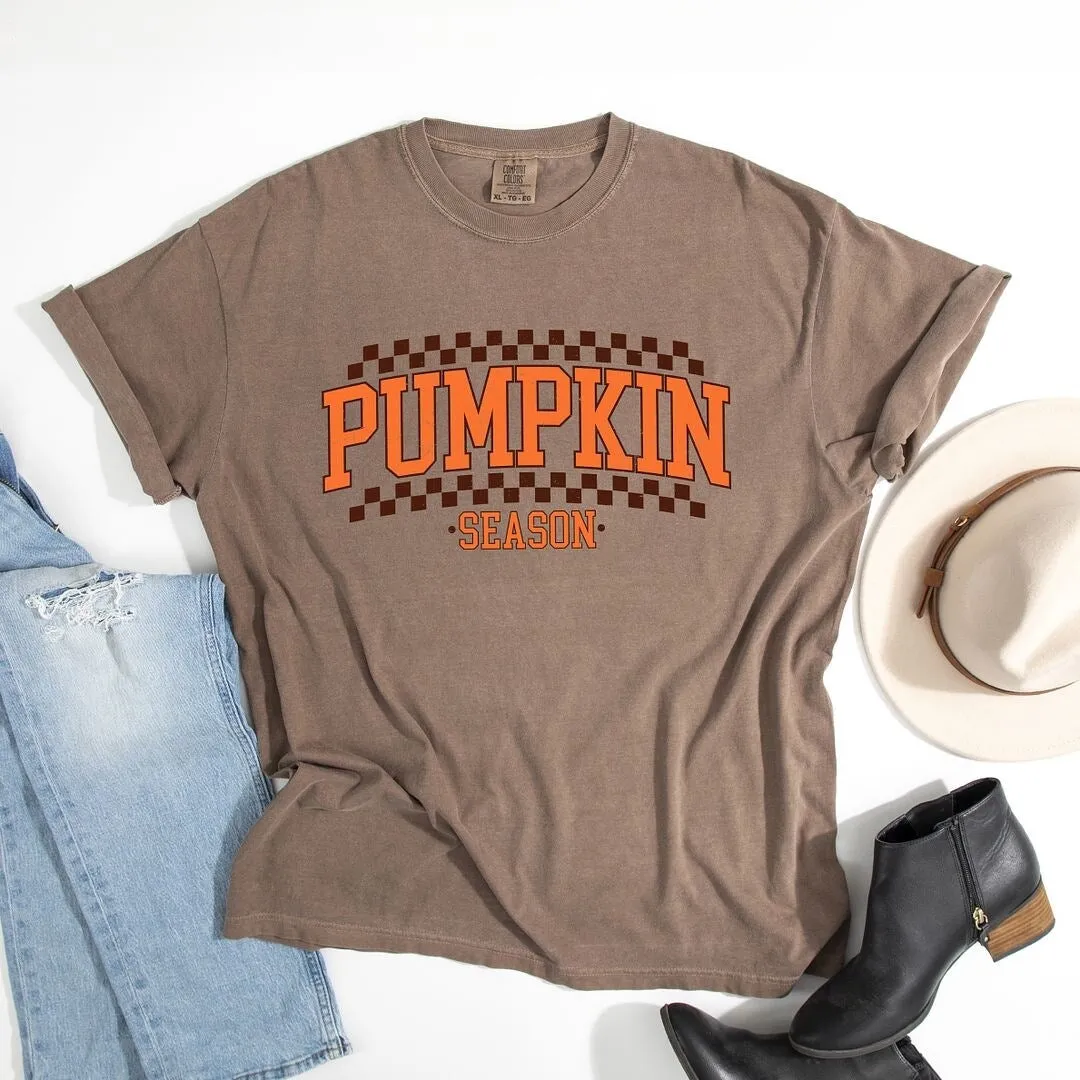 Checkered Arched Pumpkin Season Garment Dyed Tee sold by Zulily