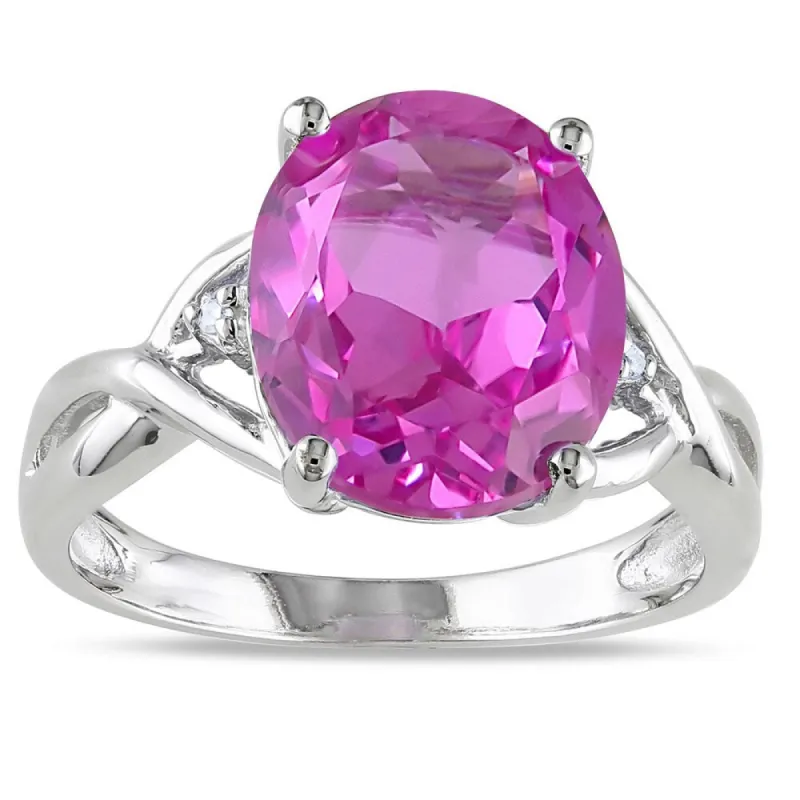 Miadora Sterling Silver Created Pink Sapphire and Diamond Fashion Ring sold by Zulily