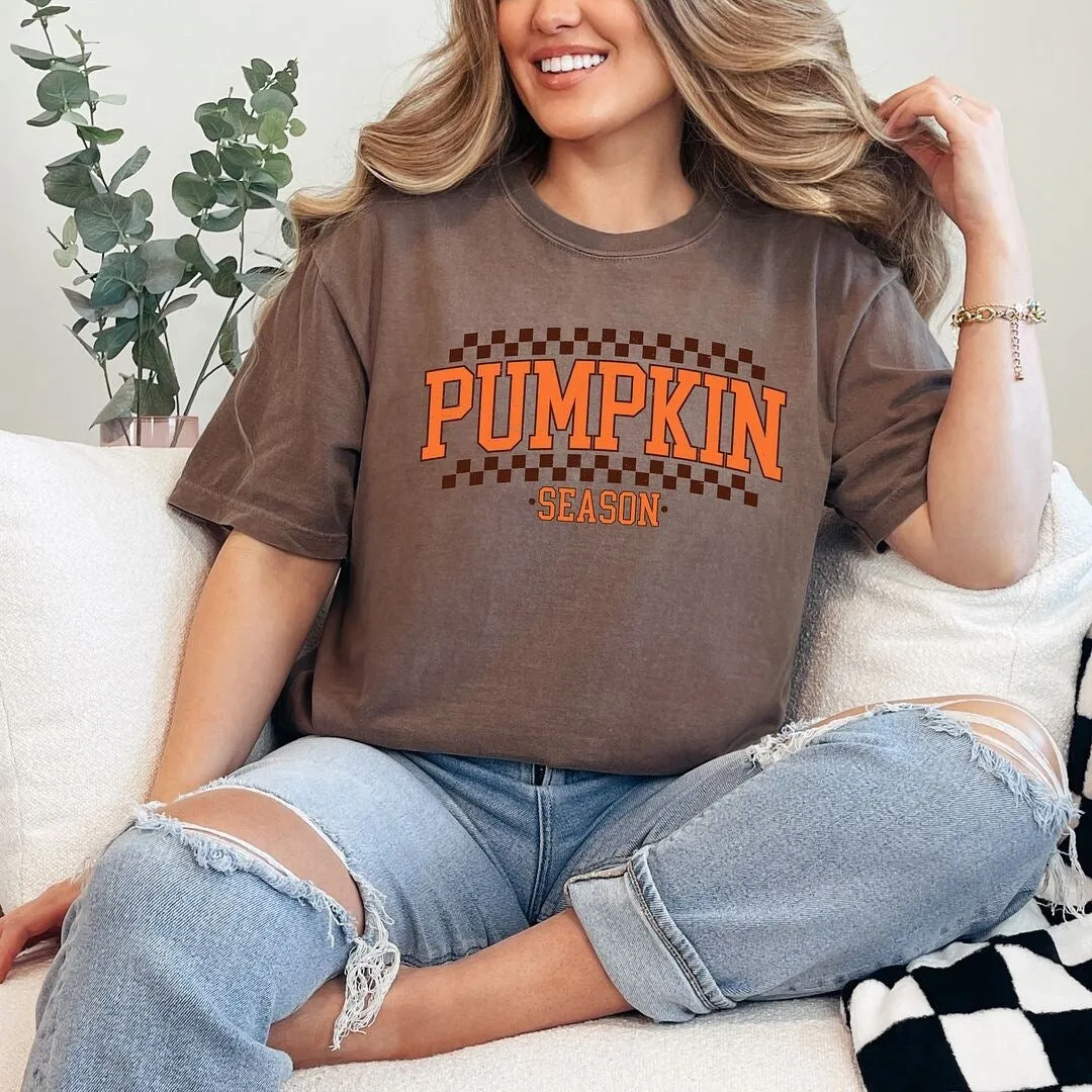 Checkered Arched Pumpkin Season Garment Dyed Tee sold by Zulily product image thumbnail 3