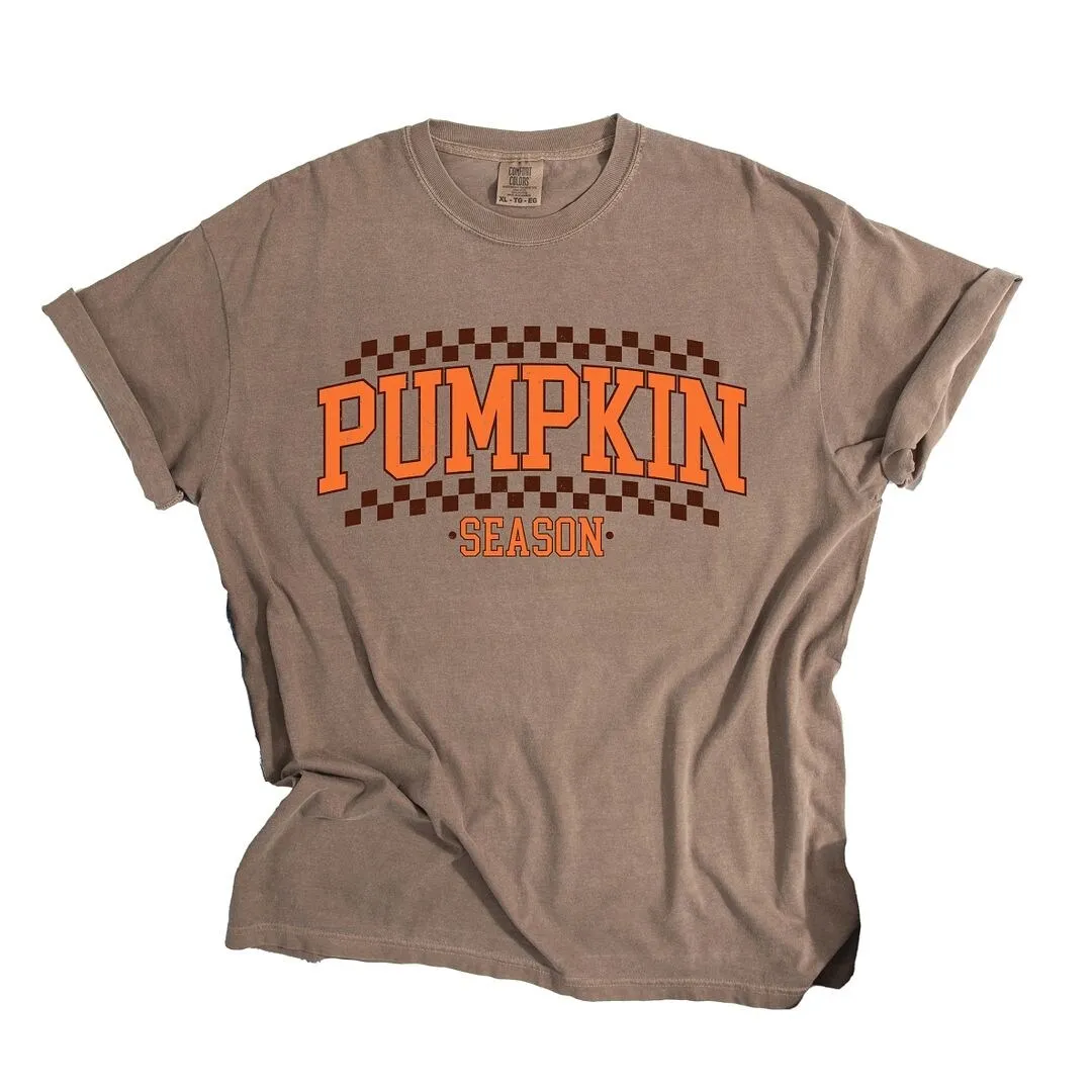 Checkered Arched Pumpkin Season Garment Dyed Tee sold by Zulily product image thumbnail 2