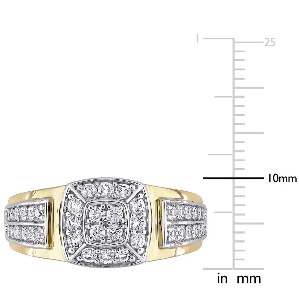 Miadora 10k 2-tone White & Yellow Gold Men's Created White Sapphire Cluster Halo Wedding Band Ring sold by Zulily product image thumbnail 5