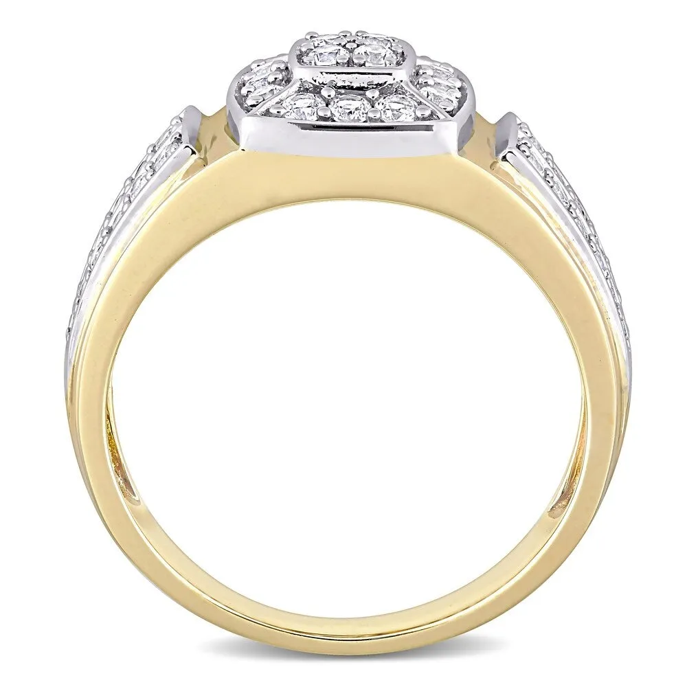 Miadora 10k 2-tone White & Yellow Gold Men's Created White Sapphire Cluster Halo Wedding Band Ring sold by Zulily product image thumbnail 4