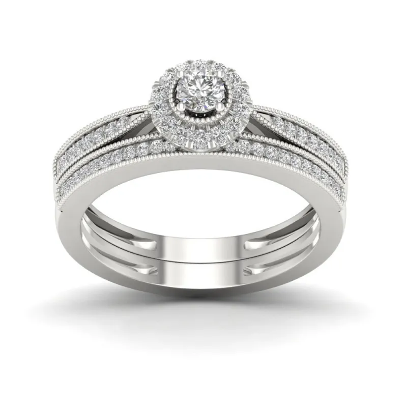 De Couer 1/3ct TDW Diamond Halo Bridal Set - White sold by Zulily