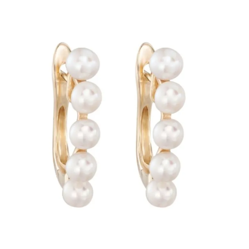 Gold Over Sterling Silver Cultured Pearl Huggie Hoop Earring sold by Zulily