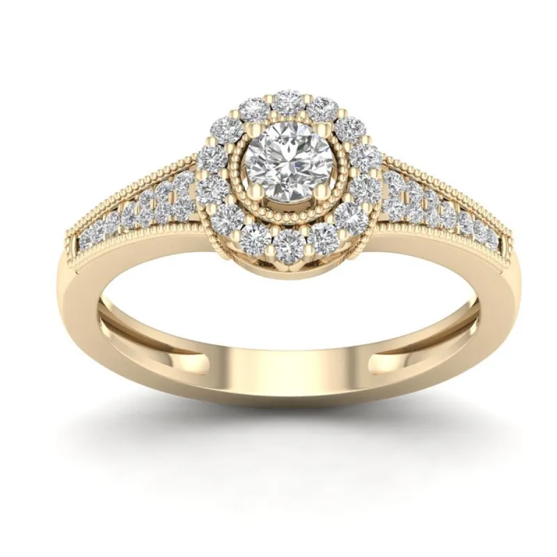 De Couer 1/3ct TDW Diamond Halo Ring - Yellow sold by Zulily