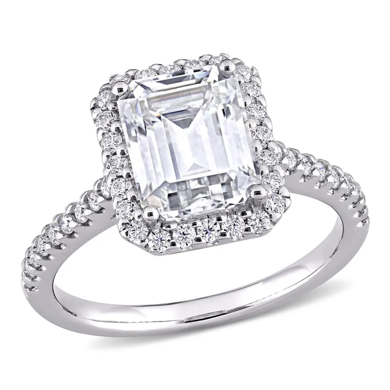 Miadora 2 7/8ct DEW Emerald-cut Moissanite Halo Engagement Ring in 10k White Gold sold by Zulily