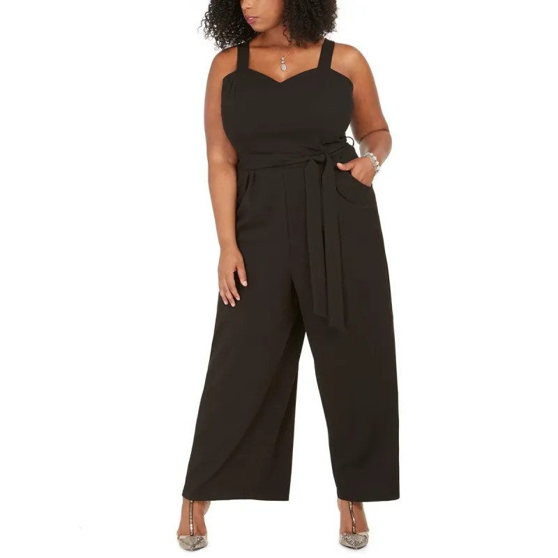 Emerald Sundae Women's Black Belted Sleeveless Sweetheart Neckline T-Shirt Jumpsuit Black Size 24 sold by Zulily
