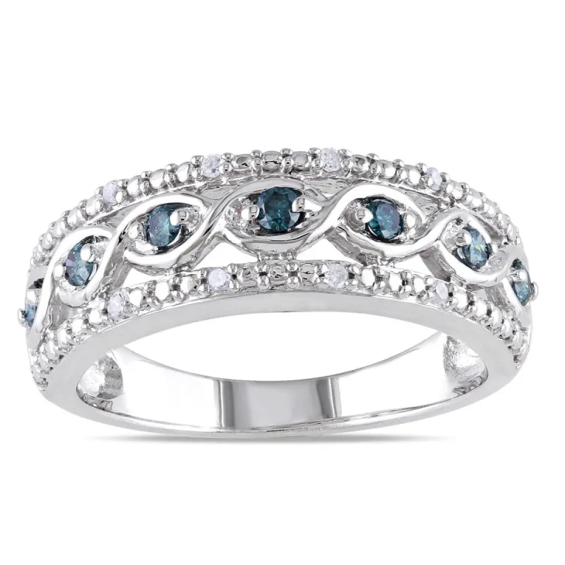 Miadora Sterling Silver 1/4ct TDW Blue and White Diamond Ring sold by Zulily