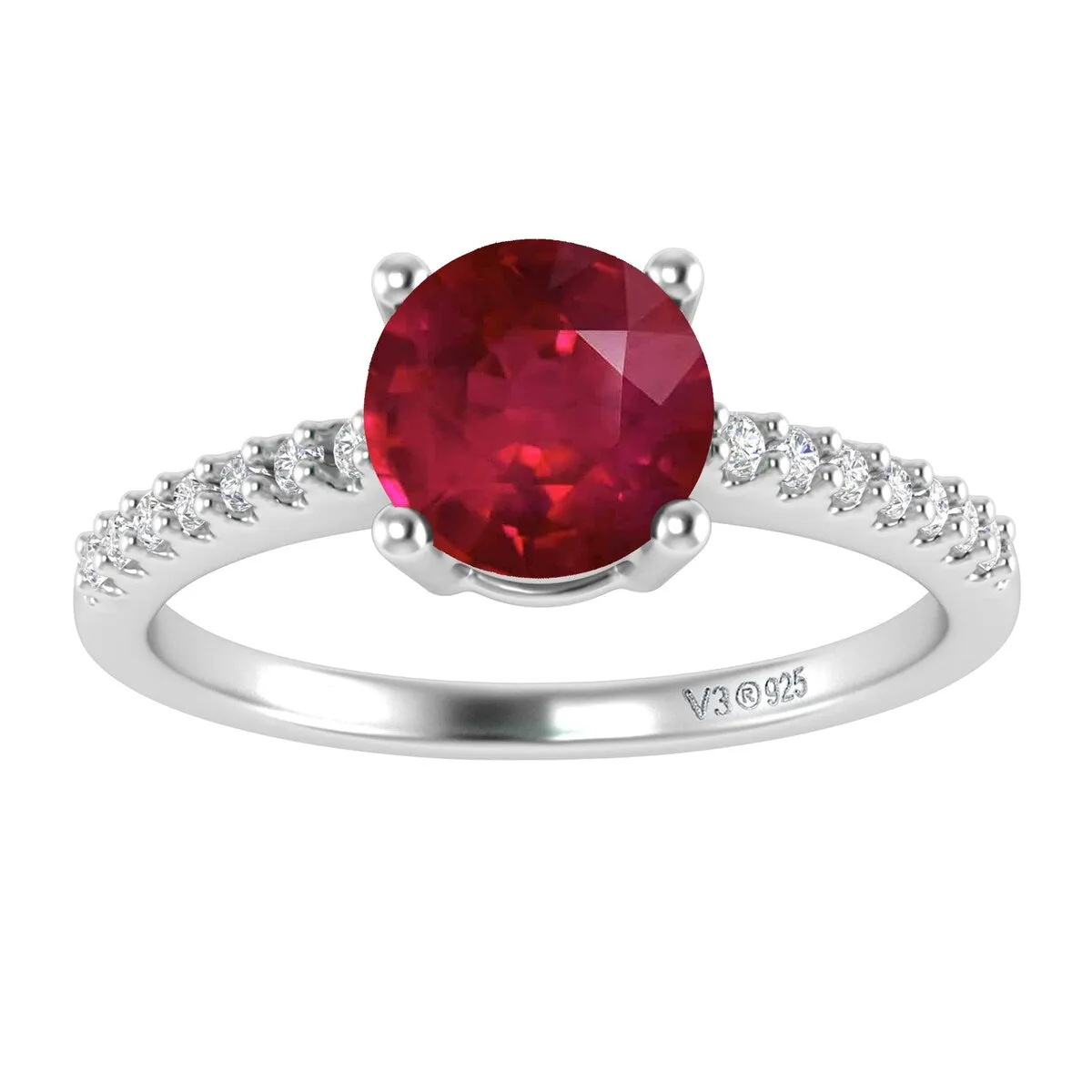 Sterling Silver with Ruby and White Topaz Engagement Ring sold by Zulily
