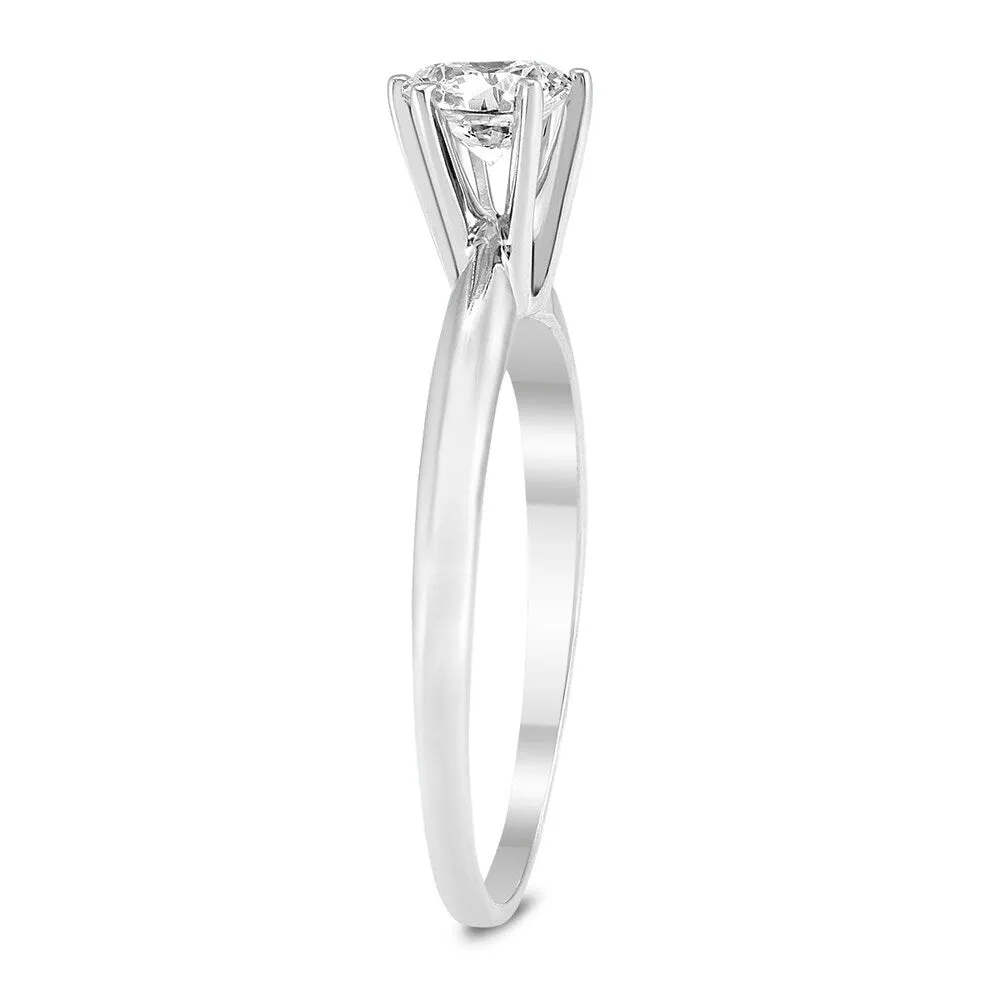 AGS Certified (J-K Color, SI1-SI2 Clarity) 1/2 Carat Round Diamond Solitaire Ring in 14K White Gold sold by Zulily product image thumbnail 3