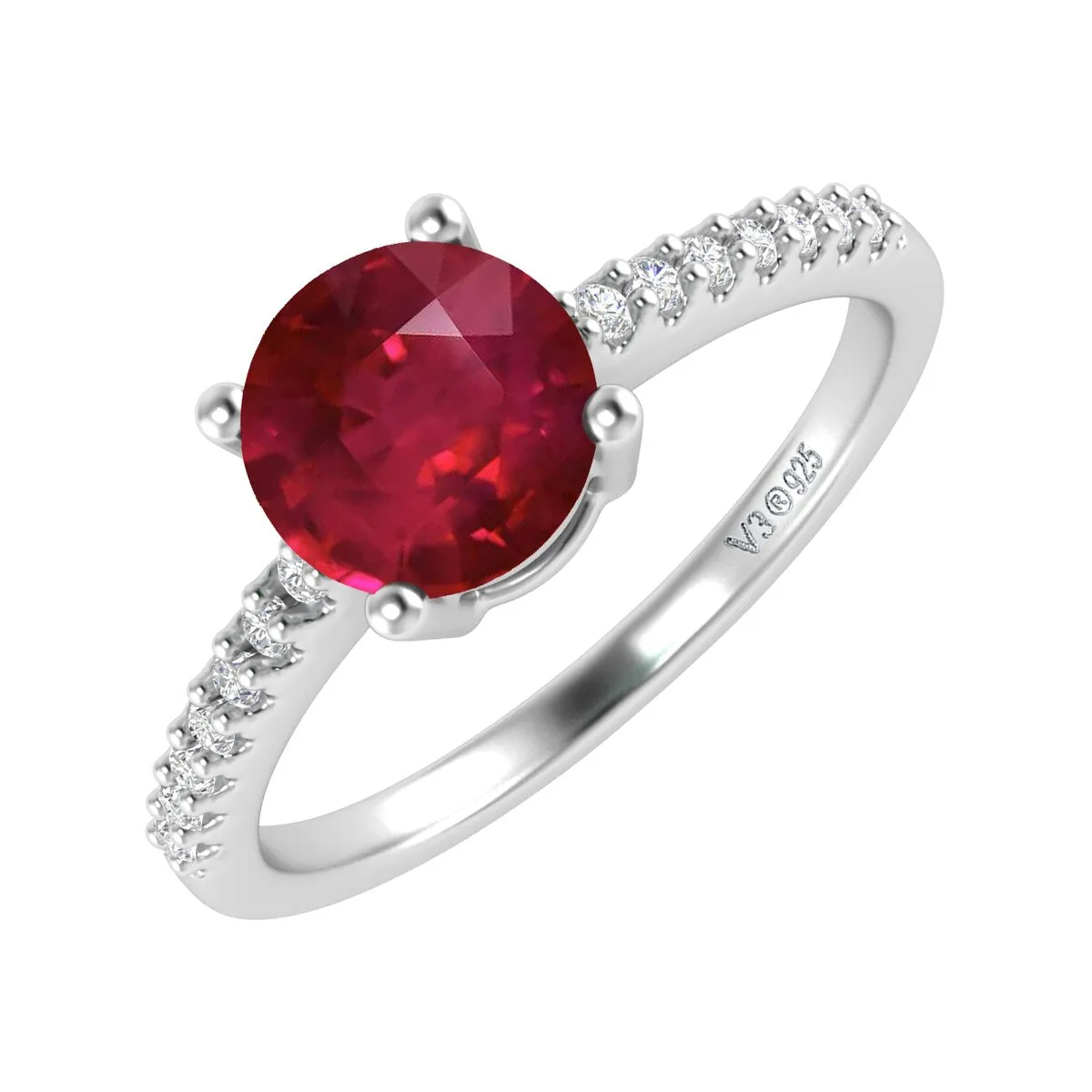 Sterling Silver with Ruby and White Topaz Engagement Ring sold by Zulily product image thumbnail 2