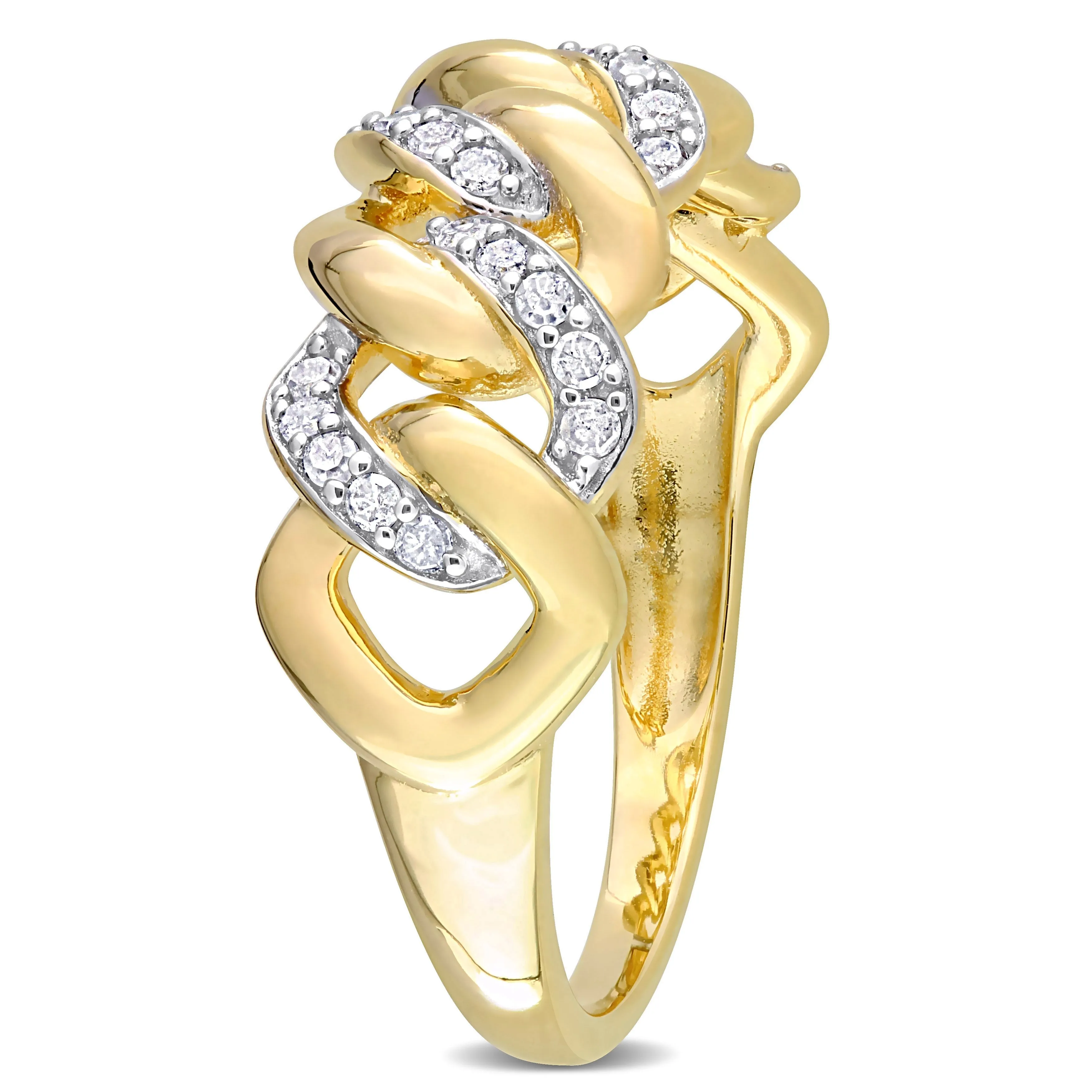 Miadora 1/4ct TDW Diamond Interlocking Link Ring in Yellow Silver sold by Zulily product image thumbnail 2