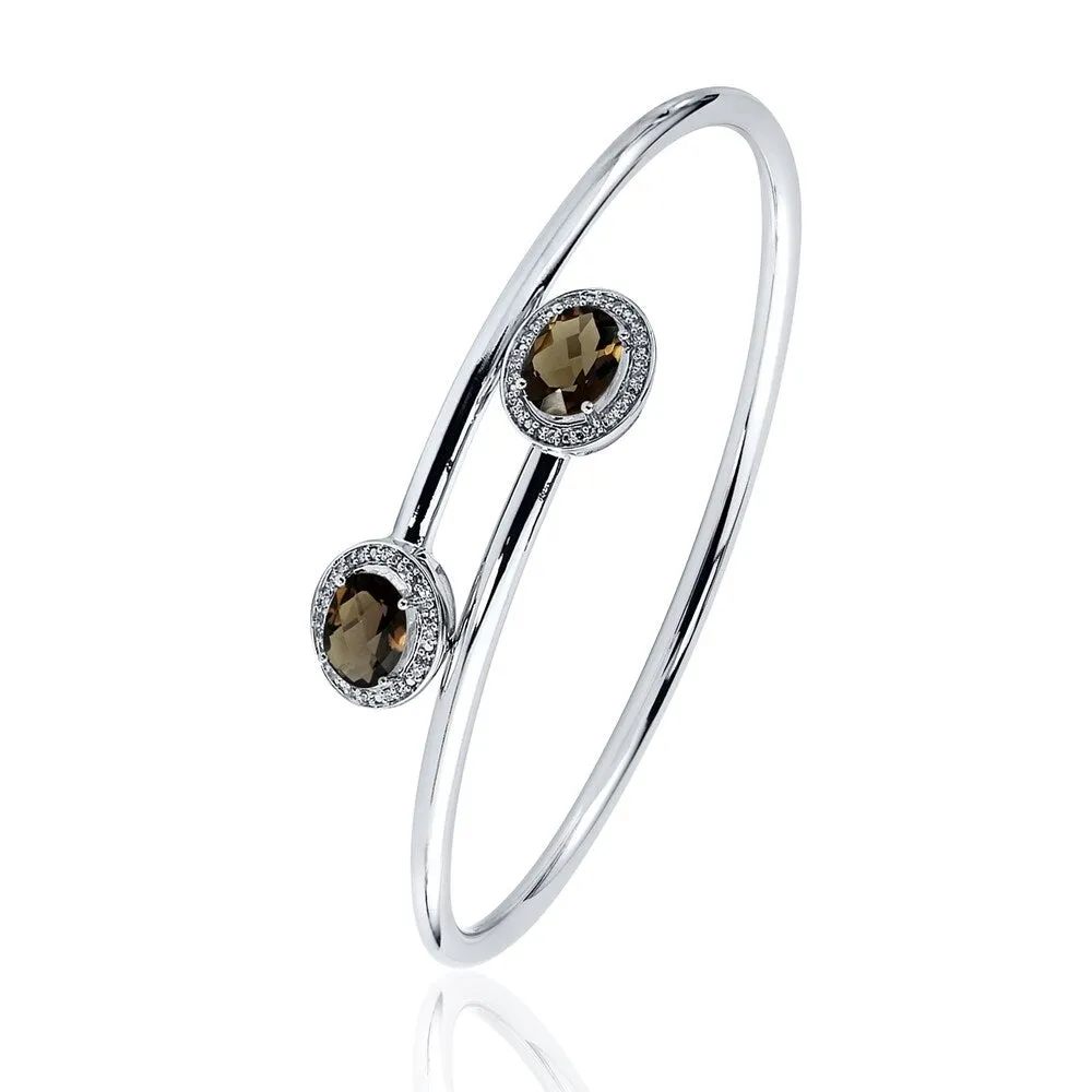 Auriya 2ct Oval Smoky Quartz Gold over Silver Bangle Bracelet with Diamond Accents sold by Zulily product image thumbnail 4