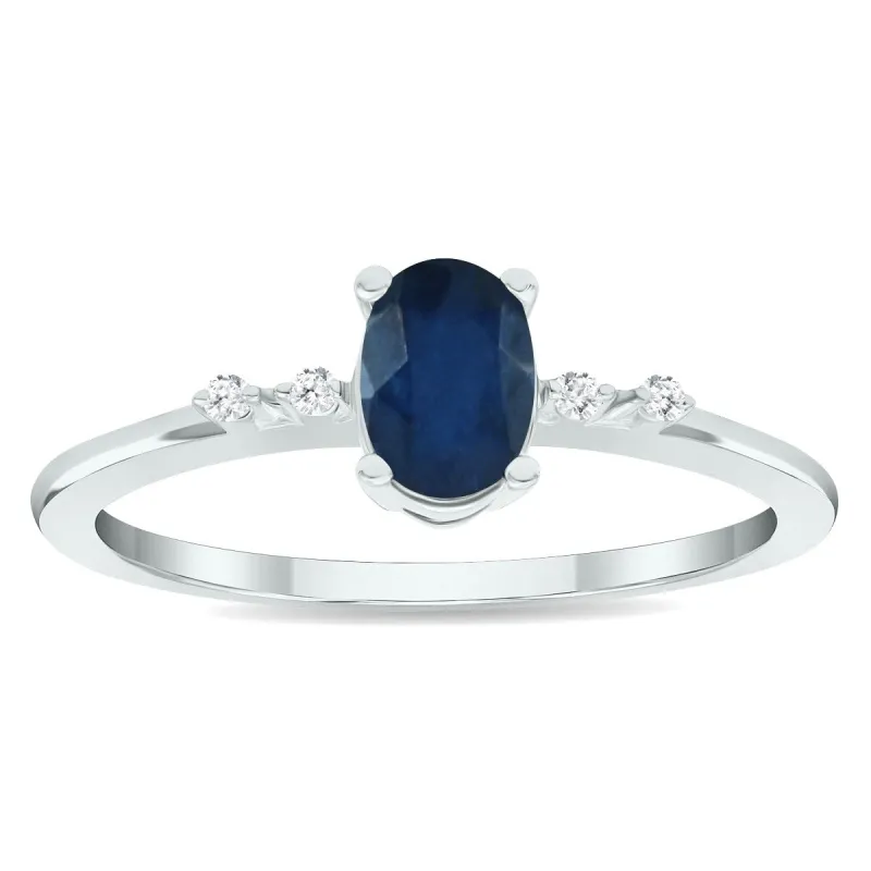 Women's Sapphire and Diamond Sparkle Ring in 10K White Gold sold by Zulily