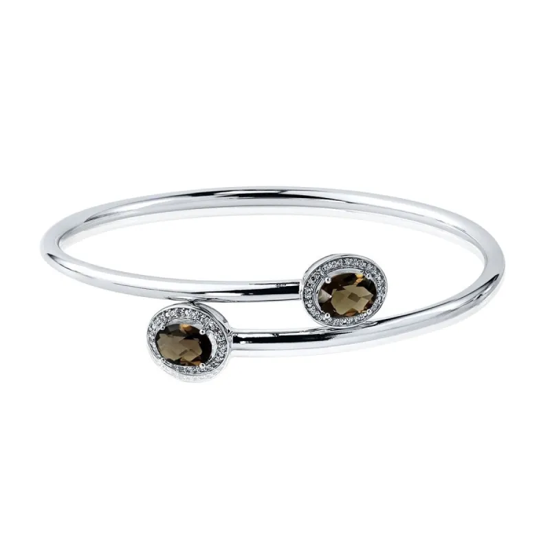 Auriya 2ct Oval Smoky Quartz Gold over Silver Bangle Bracelet with Diamond Accents sold by Zulily