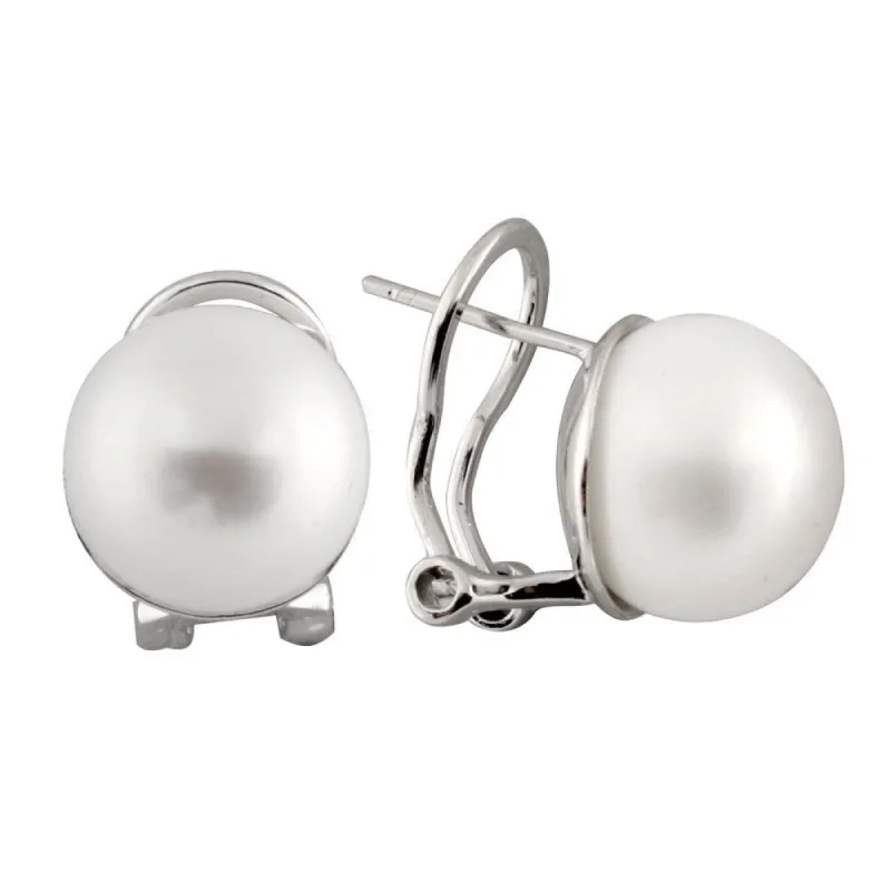 Sterling Silver Freshwater Pearl Omega Clip Stud Earrings (12-13mm) sold by Zulily