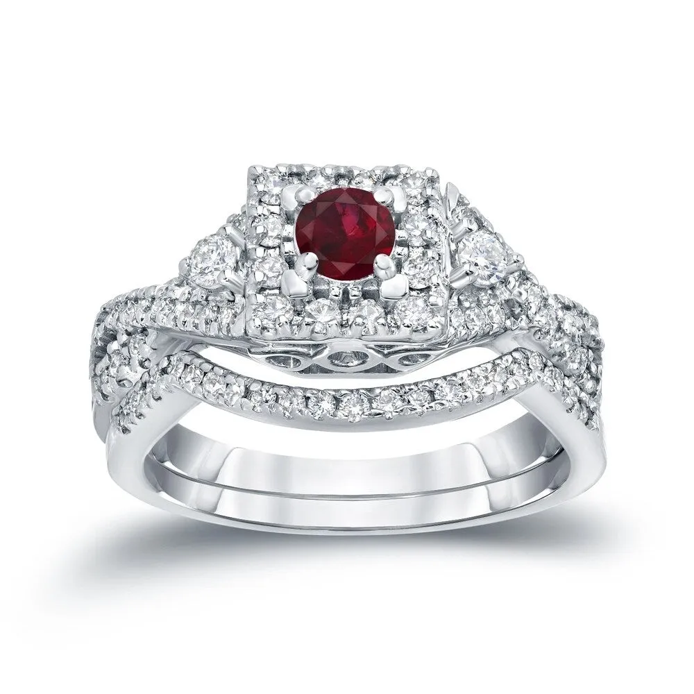 14k Gold 1/4ct Ruby and 1/2ct TDW Diamond Braided Infinity Engagement Ring Set sold by Zulily product image thumbnail 3