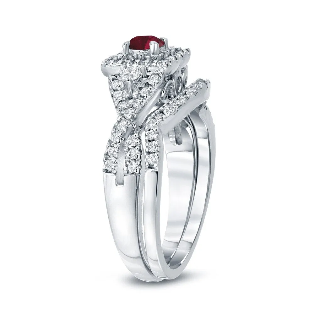 14k Gold 1/4ct Ruby and 1/2ct TDW Diamond Braided Infinity Engagement Ring Set sold by Zulily product image thumbnail 5