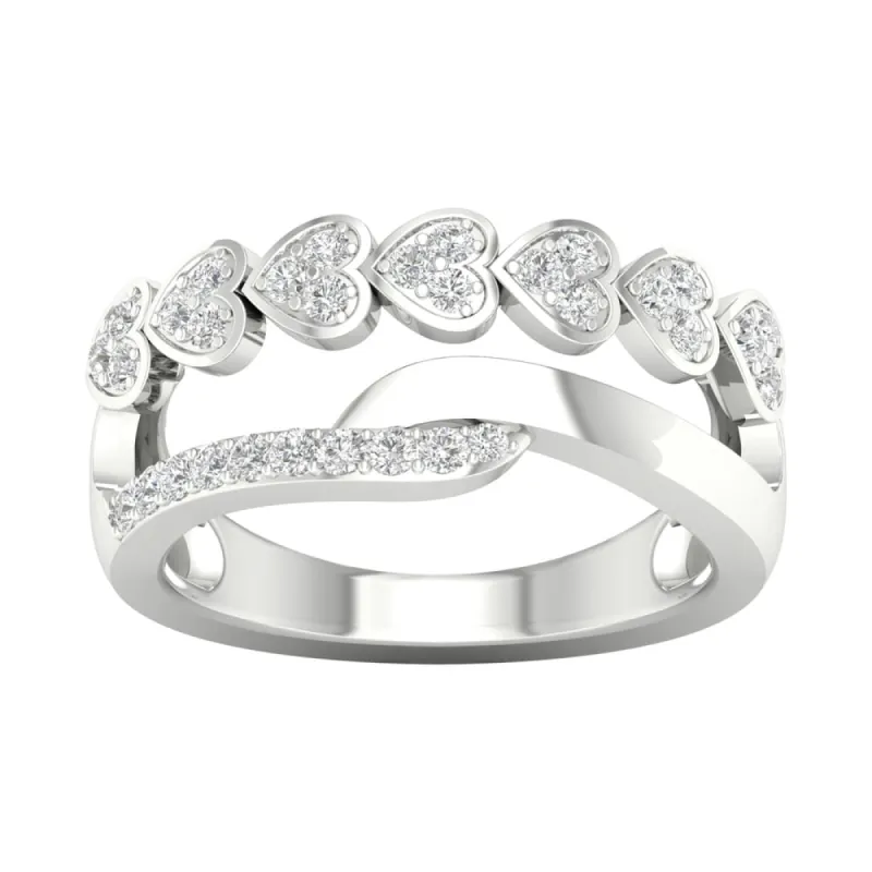 1/4ct TDW Diamond Heart Ring in Sterling Silver by De Couer - White sold by Zulily