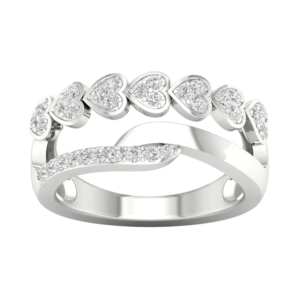 1/4ct TDW Diamond Heart Ring in Sterling Silver by De Couer - White sold by Zulily